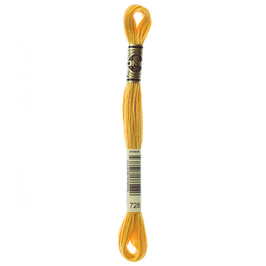DMC 117 6-strand cotton embroidery floss, Topaz Yellow 728, 8 m