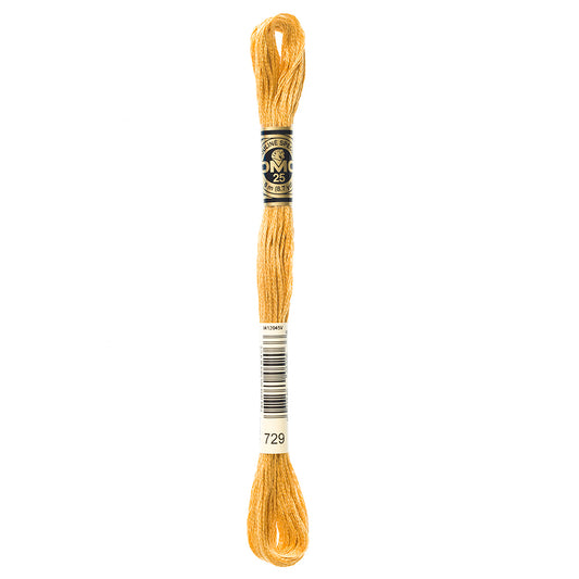 DMC 117 6-strand cotton embroidery floss, Medium Old Gold 729, 8 m