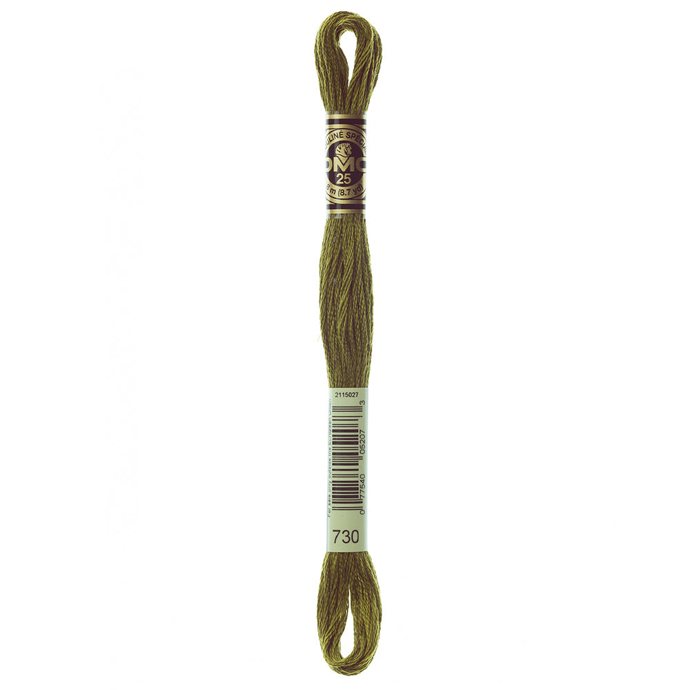 DMC 117 6-strand cotton embroidery floss, Olive Green 730, 8 m