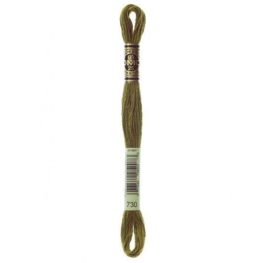 DMC 117 6-strand cotton embroidery floss, Olive Green 730, 8 m