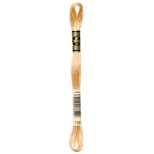 DMC 117 6-strand cotton embroidery floss, Very Light Tan 738, 8 m