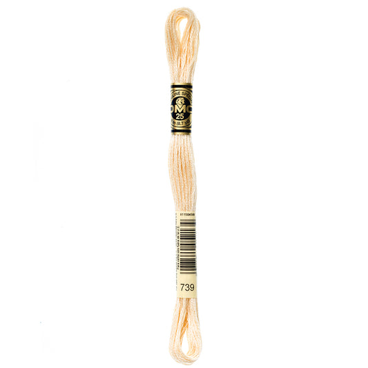 DMC 117 6-strand cotton embroidery floss, Ultra Very Light Tan 739, 8 m