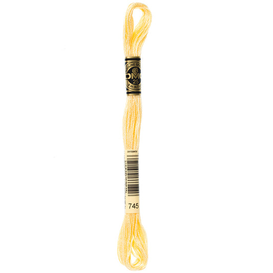 DMC 117 6-strand cotton embroidery floss, Light Pale Yellow 745, 8 m