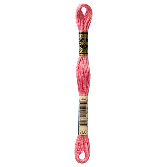 DMC 117 6-strand cotton embroidery floss, Salmon 760, 8 m