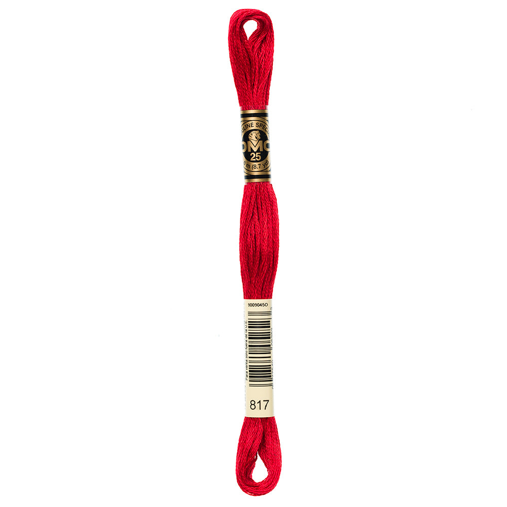 DMC 117 6-strand cotton embroidery floss, 817 Coral Red, 8 m (8.7 yd)