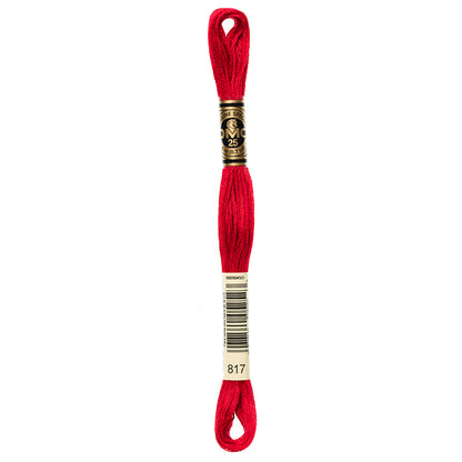 DMC 117 6-strand cotton embroidery floss, 817 Coral Red, 8 m (8.7 yd)
