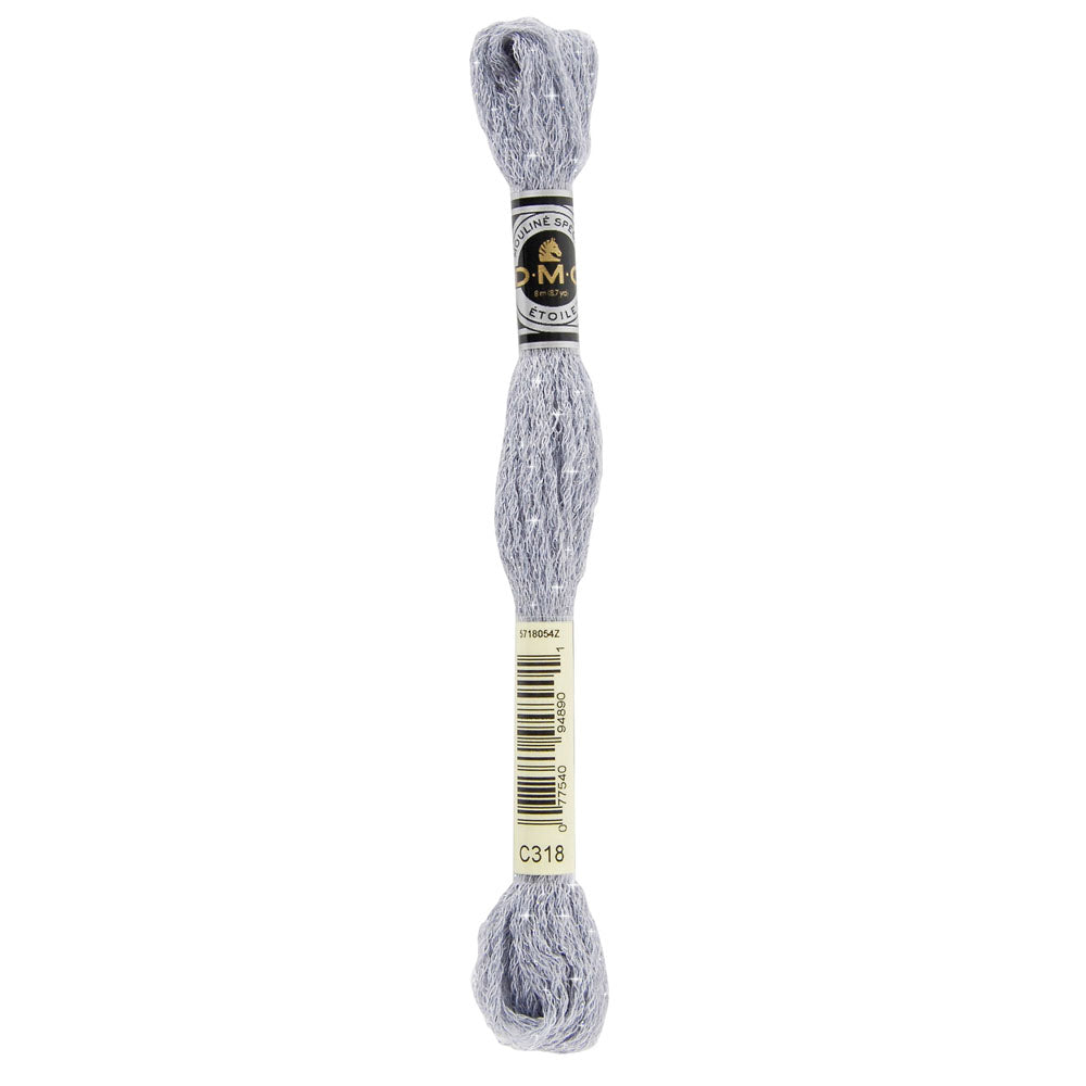 DMC Mouliné Étoile Shimmer Embroidery Floss, 8 m - C318 Light Steel Gray