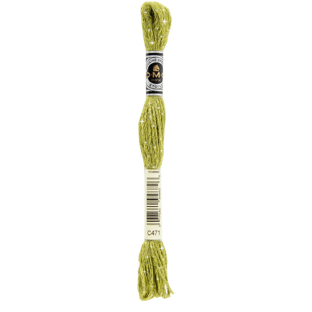 DMC Mouliné Étoile Shimmer Embroidery Floss, 8 m - C471 Very Light Green Avocado
