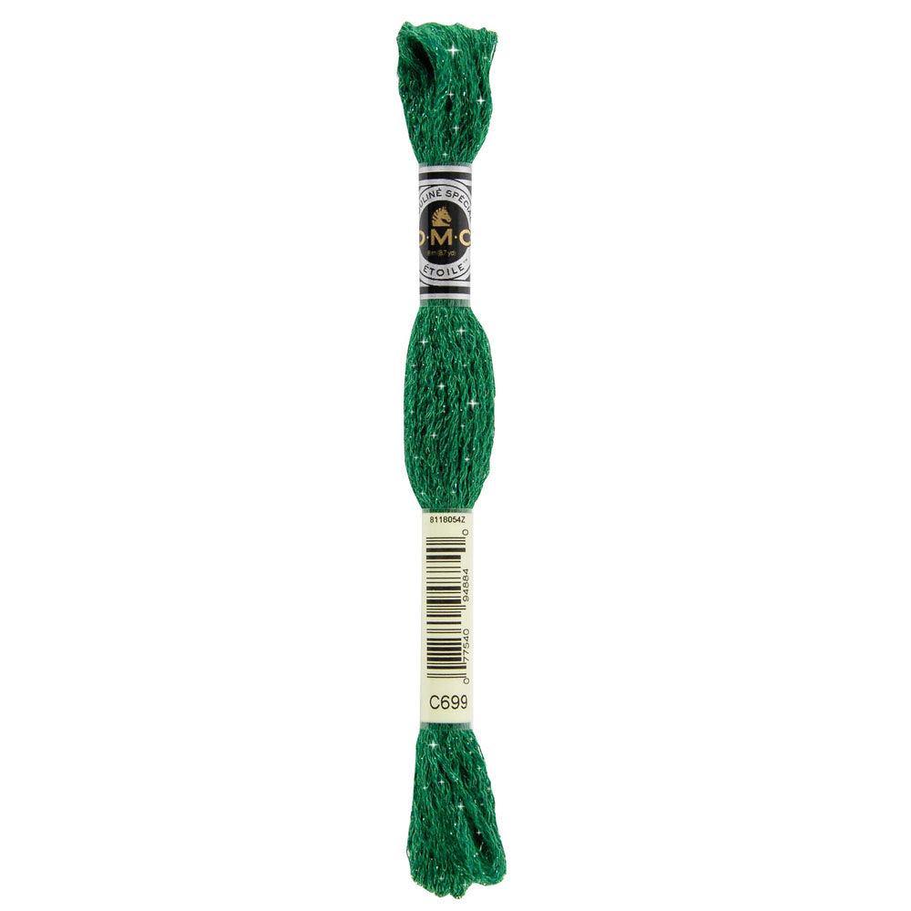 DMC Mouliné Étoile Shimmer Embroidery Floss, 8 m - C699 Green