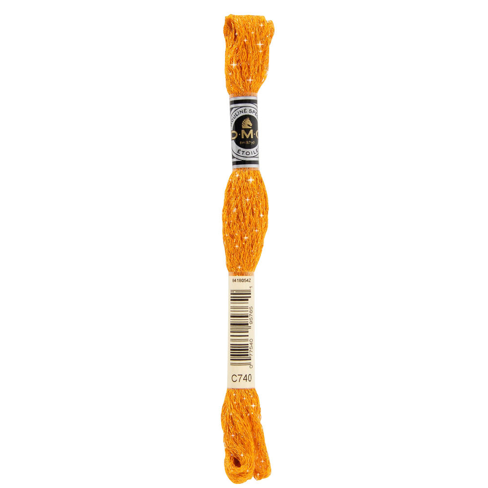 DMC Mouliné Étoile Shimmer Embroidery Floss, 8 m - C740 Tangerine