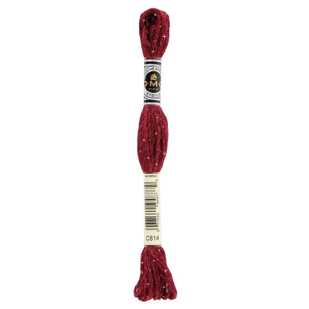 DMC Mouliné Étoile Shimmer Embroidery Floss, 8 m - C814 Dark Garnet