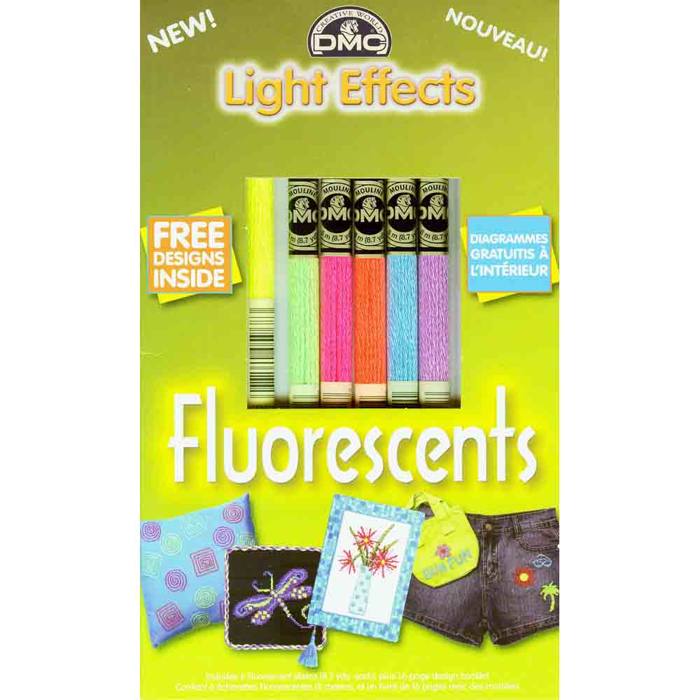DMC Light Effects Fluorescent Floss 6 x 8 m 6 ct Pack With Booklet