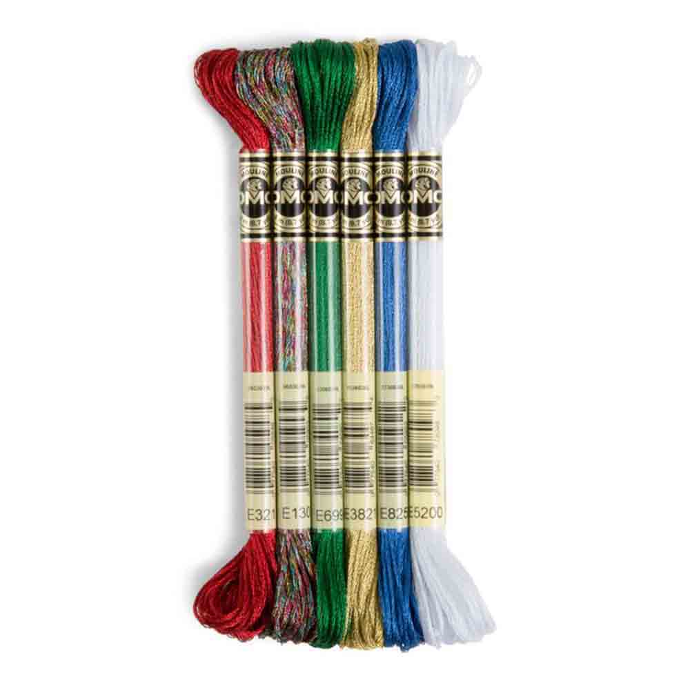 DMC Light Effects Metallic Floss Holiday 6-Pack With Pattern Booklet