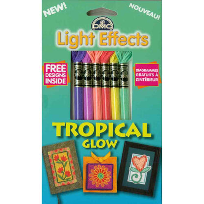 DMC Light Effects Tropical Glow Metallic Floss 6-Pack With Patterns