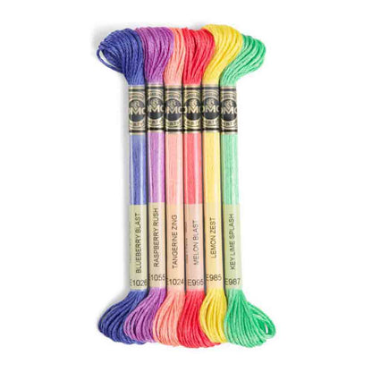 DMC Light Effects Tropical Glow Metallic Floss 6-Pack With Patterns