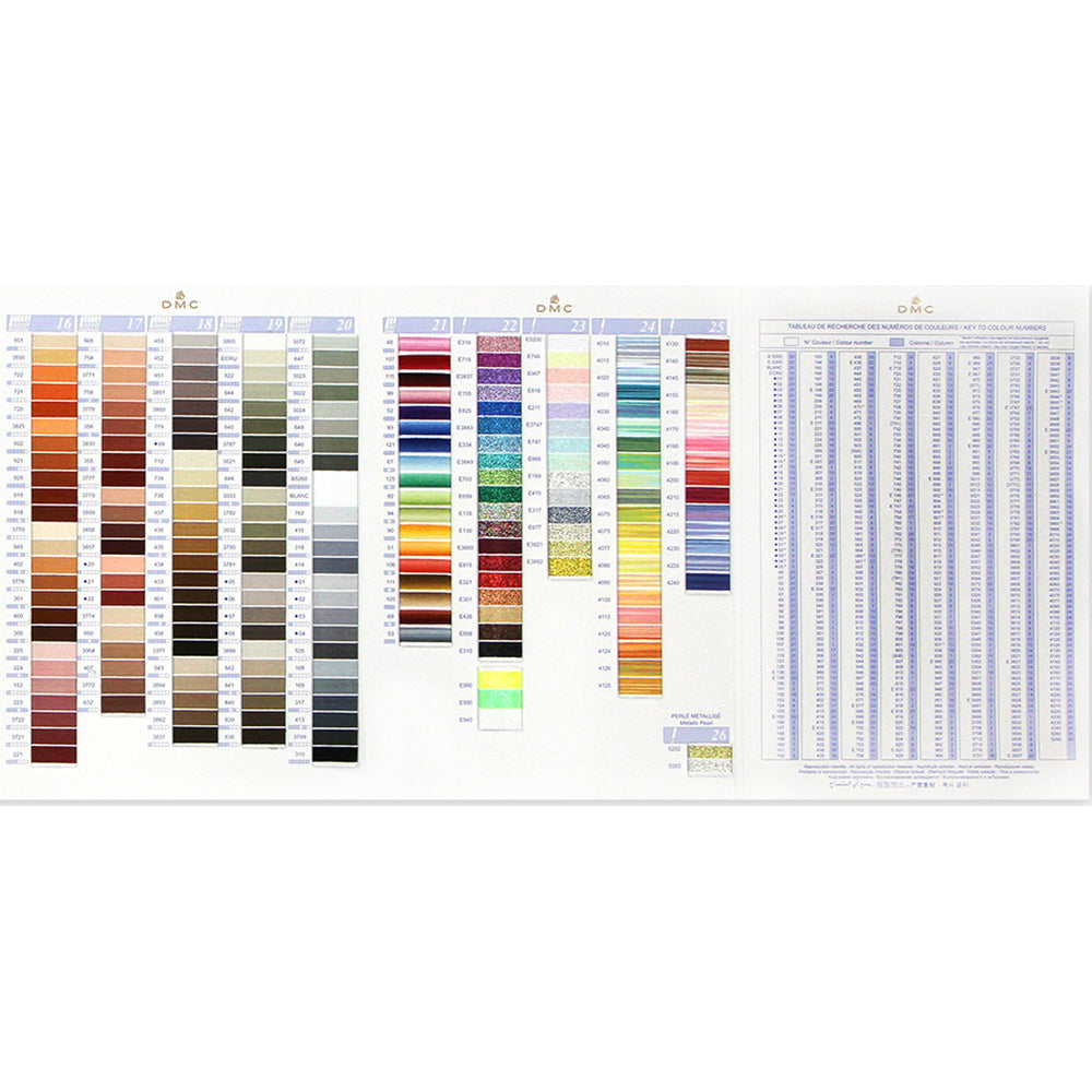 DMC Threaded Colour Card With Real Floss Samples