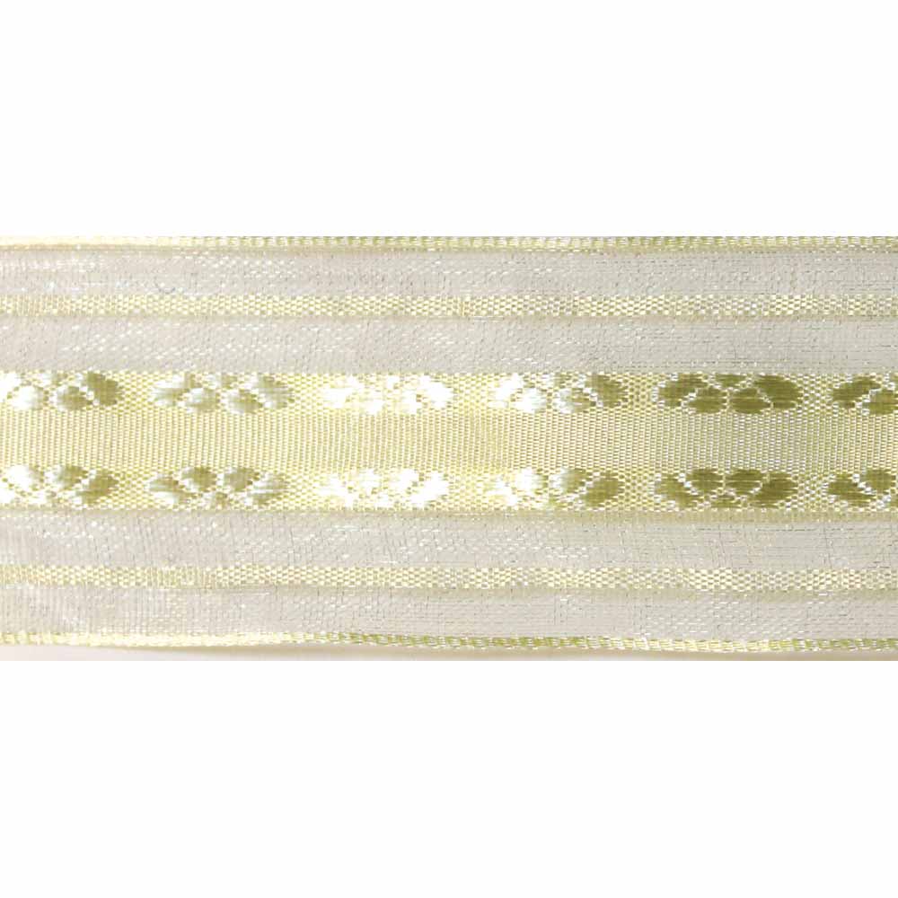 ELAN Organza Ribbon with 2 Stripes 25 mm x 5m - Cream