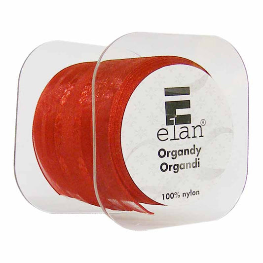 ELAN Organza Ribbon with 2 Stripes 50mm x 4m - Red