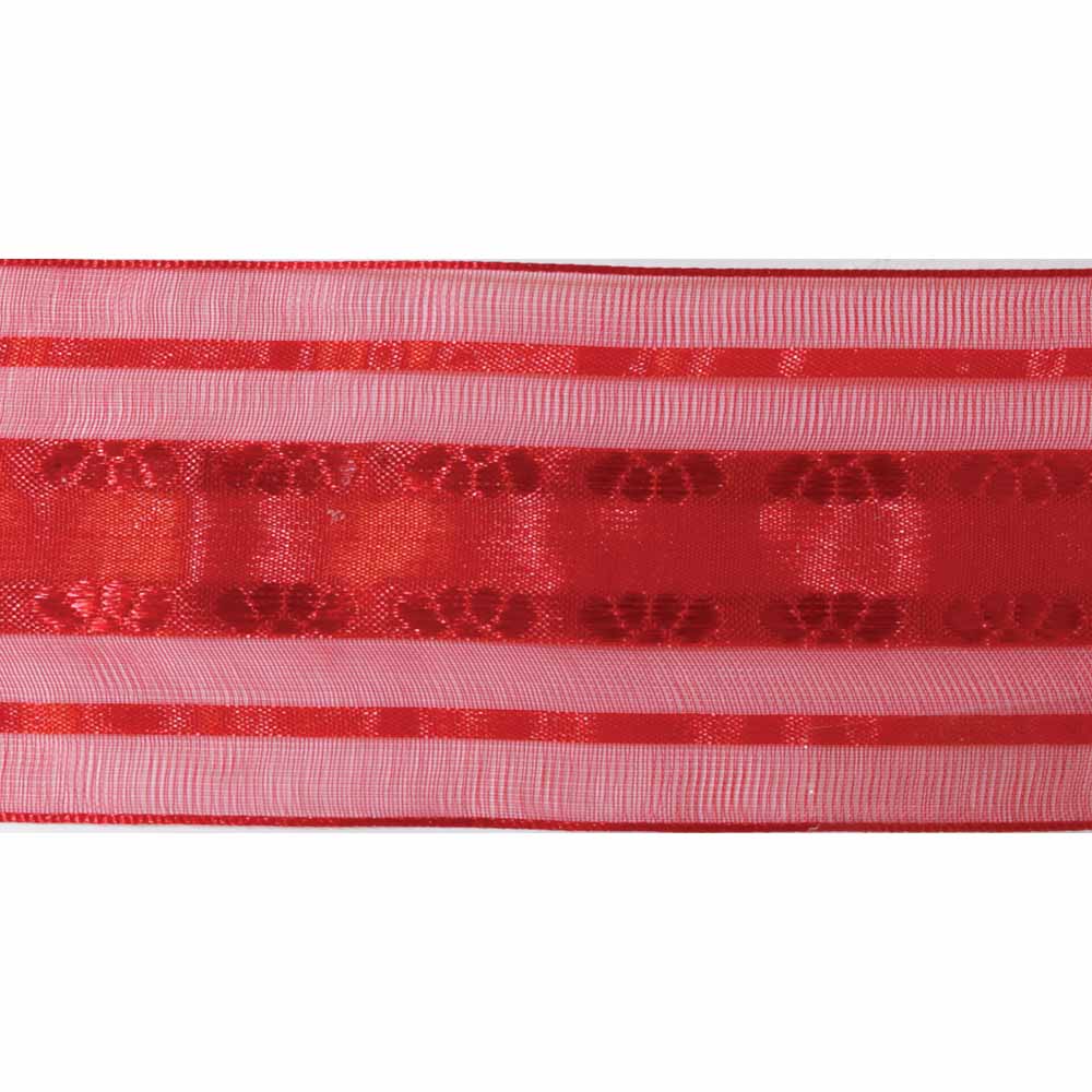ELAN Organza Ribbon with 2 Stripes 50 mm x 4m - Red