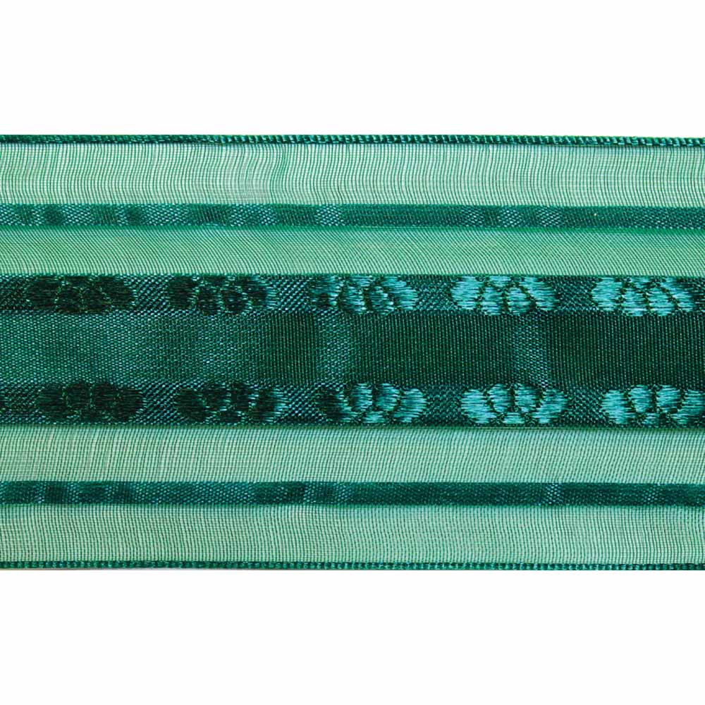 ELAN Organza Ribbon with 2 Stripes 50 mm x 4m - Xmas Green