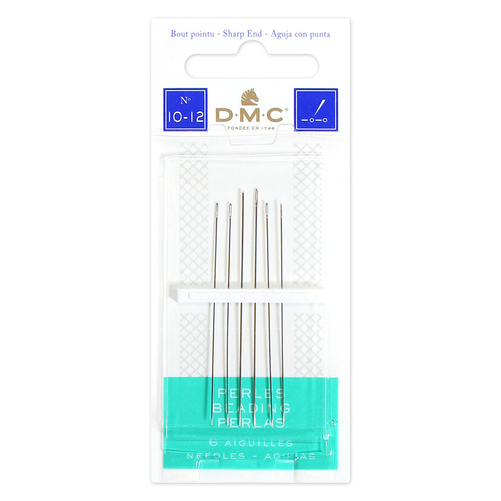 DMC Beading Needles, Sizes 10 and 12, 6 Pack, Nickel-Plated Steel