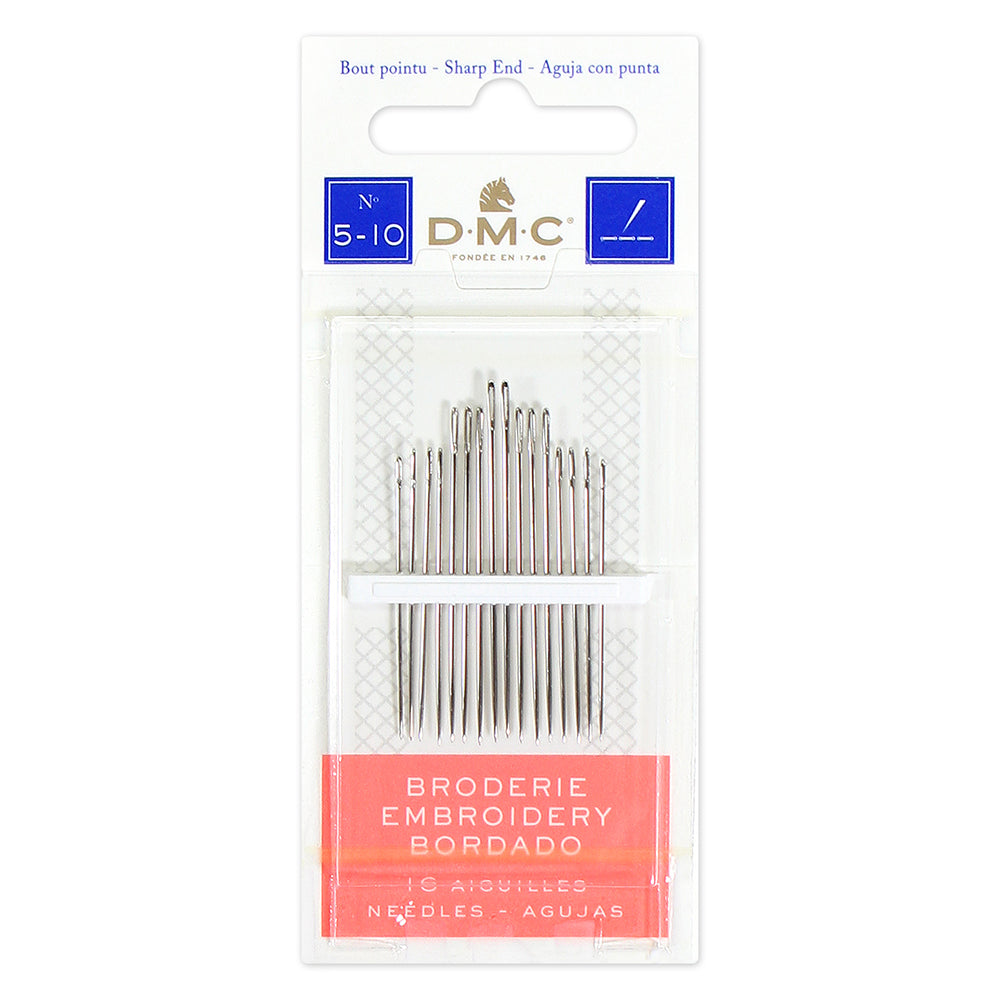 DMC Embroidery Needles, Sizes 5–10, Nickel-Plated Steel, 16 Count