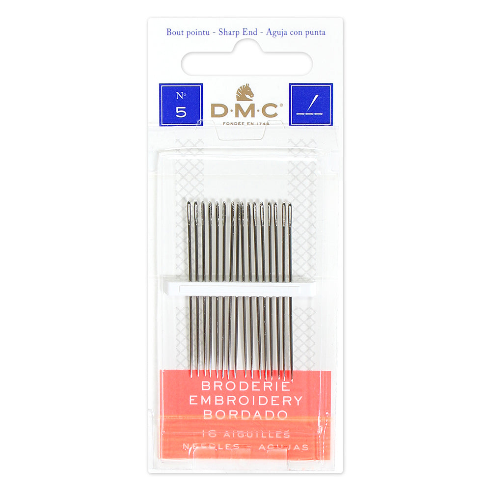 DMC Embroidery Needles, Sizes 5, Nickel-Plated Steel, 16 Count