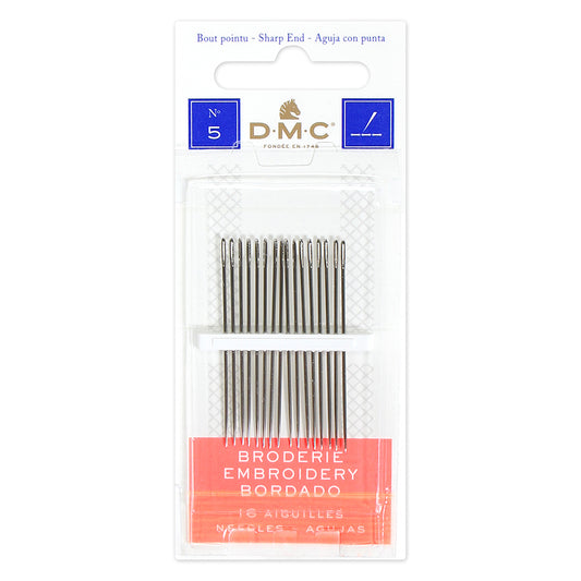 DMC Embroidery Needles, Sizes 5, Nickel-Plated Steel, 16 Count