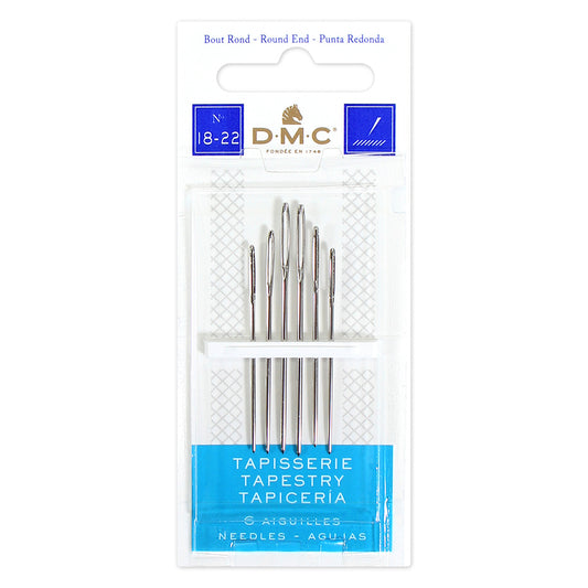 DMC Tapestry Needles, Size 18–22, 6 Pack, Nickel-Plated Steel