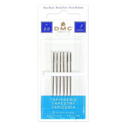 DMC Tapestry Needles Blunt Tip Size 22 Nickel-Plated Steel 6 Pack