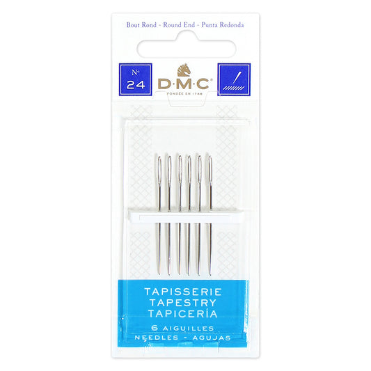DMC Tapestry Needles Blunt Tip Size 24 Nickel-Plated Steel 6 Pack