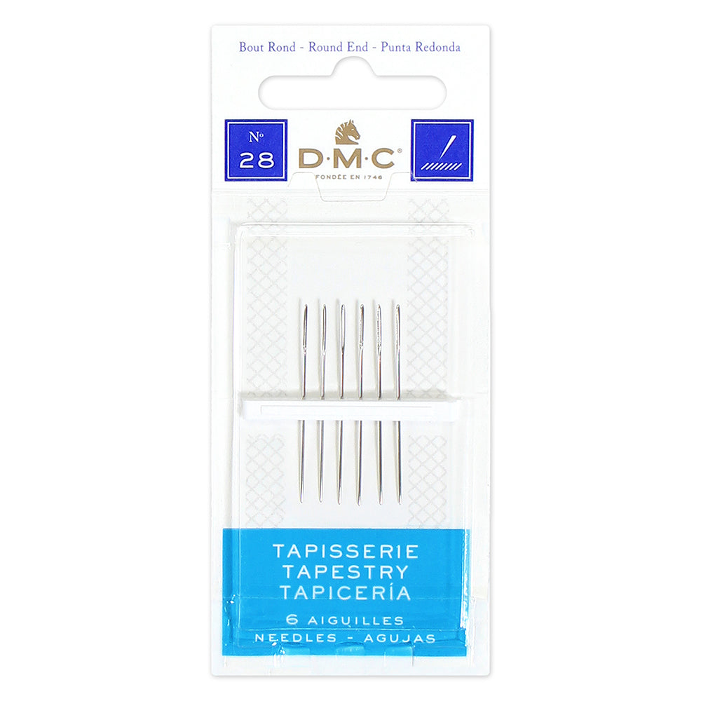 DMC Tapestry Needles Blunt Tip Size 28 Nickel-Plated Steel 6 Pack