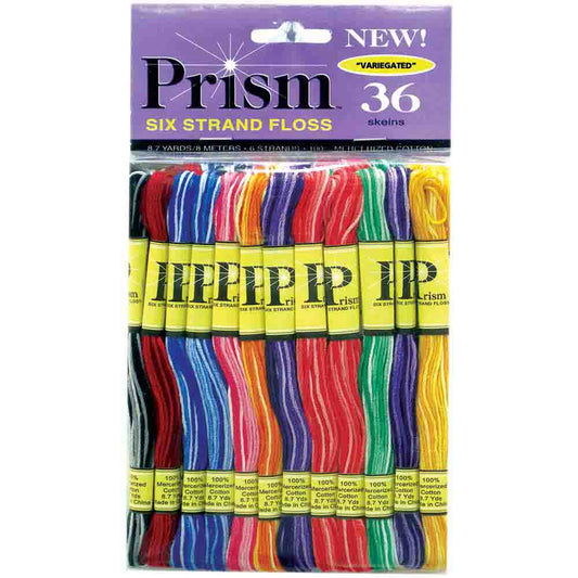 PRISM 6-Strand Craft Floss, 36 Skeins, 8 m, Variegated Pack