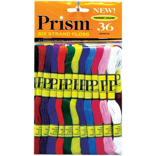 PRISM 6-Strand Craft Floss, 36 Skeins, 8 m, Primary Solids Pack