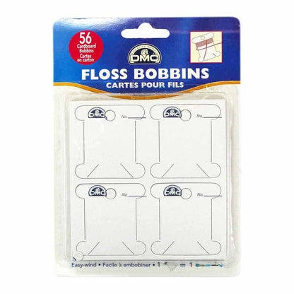 DMC Cardboard Floss Bobbins White 56 Pack