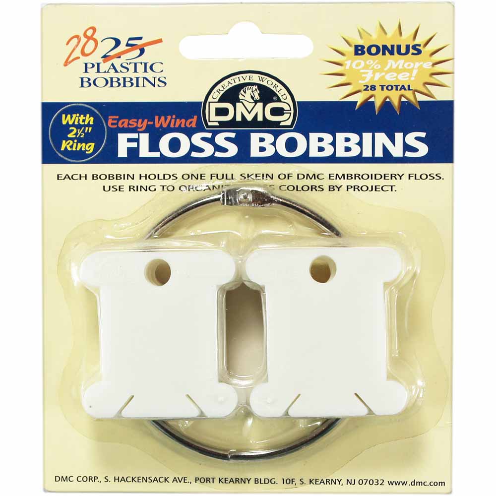 DMC Plastic Bobbins With Metal Ring 2.5 In 28 Bobbins