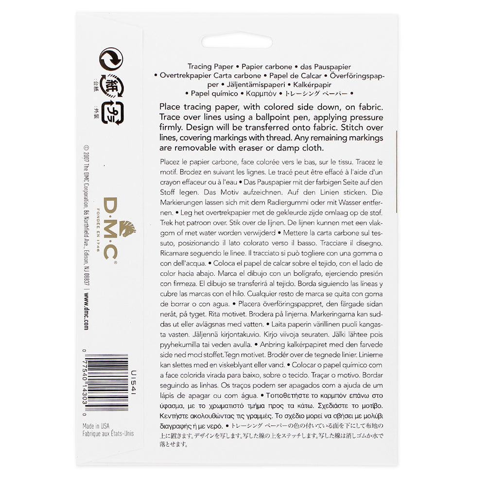 DMC Transfer Paper Wax-Free 8 x 11 In Yellow/Blue 4 Sheets