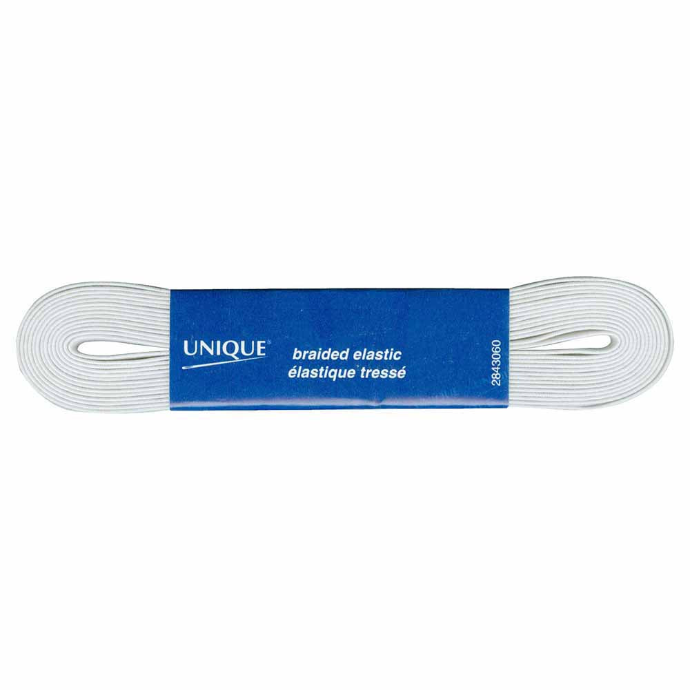 UNIQUE Braided Elastic – 6mm × 3.4m (1/4" × 3.72 yd) – White