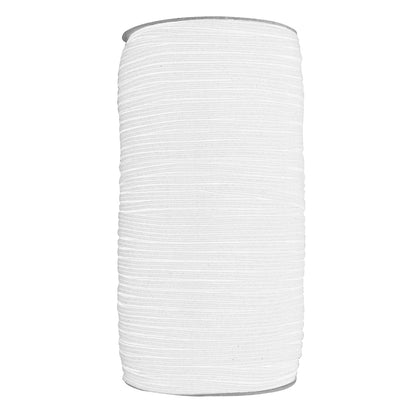 UNIQUE Braided Elastic 6mm (1/4") × 180m Roll - White