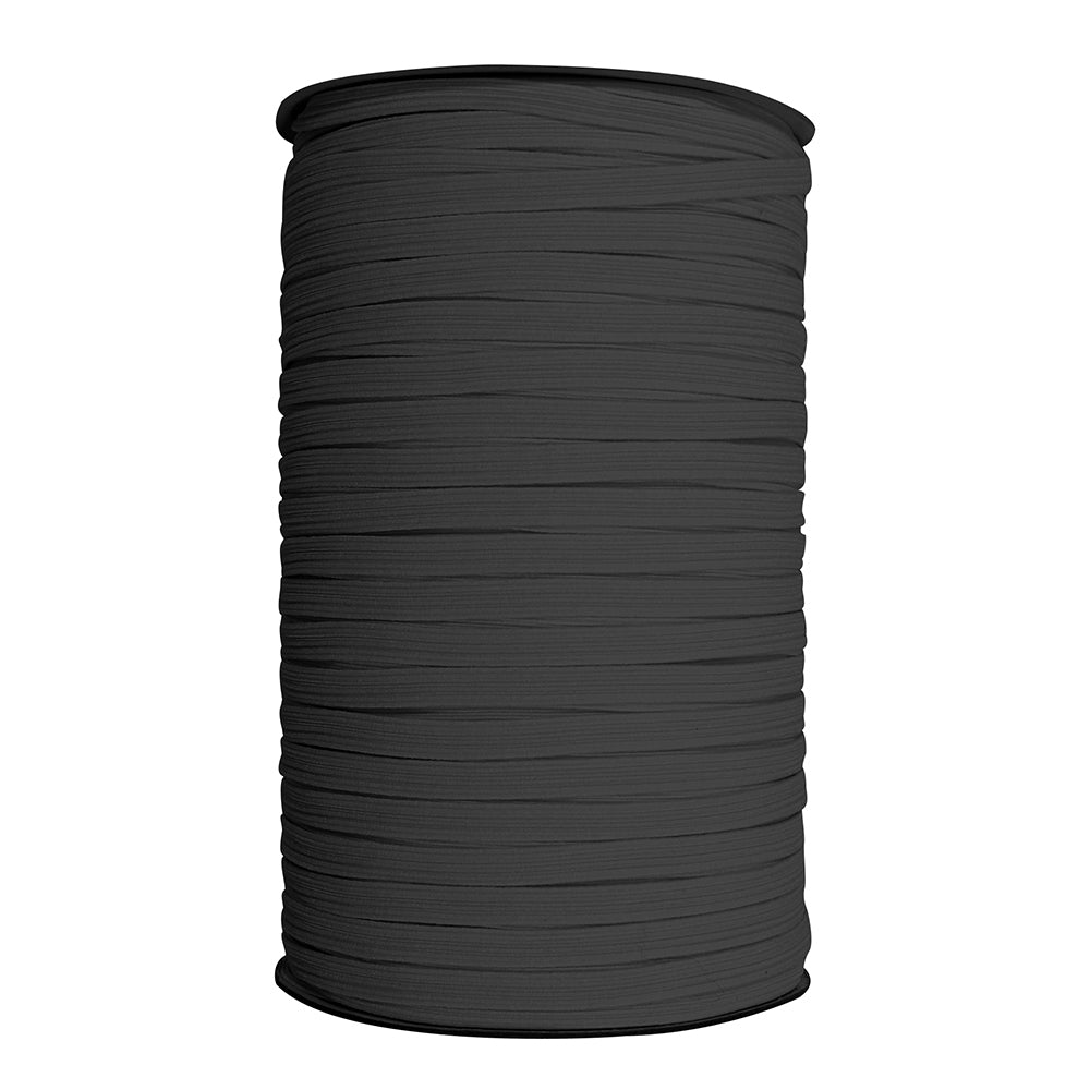 UNIQUE Braided Elastic 6mm (1/4") × 180m Roll - Black