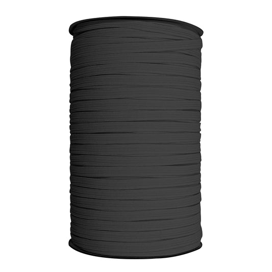 UNIQUE Braided Elastic 6mm (1/4") × 180m Roll - Black