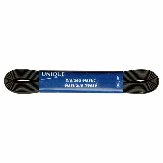 UNIQUE Braided Elastic – 10mm × 2.1m (3/8" × 2.30 yd) – Black