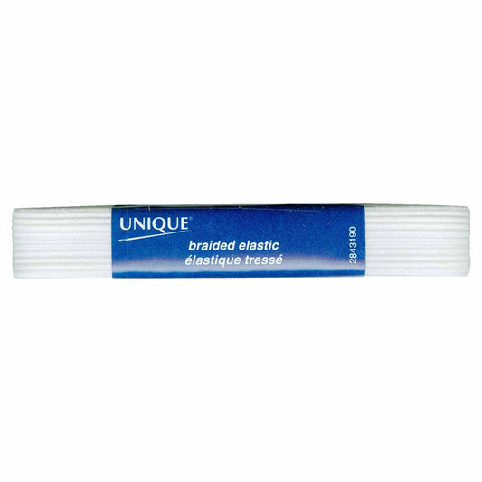 UNIQUE Braided Elastic – 19mm × 1.0m (3/4" × 1.09 yd) – White