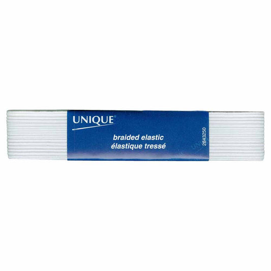 UNIQUE Braided Elastic – 25mm × 0.9m (1" × 0.98 yd) – White