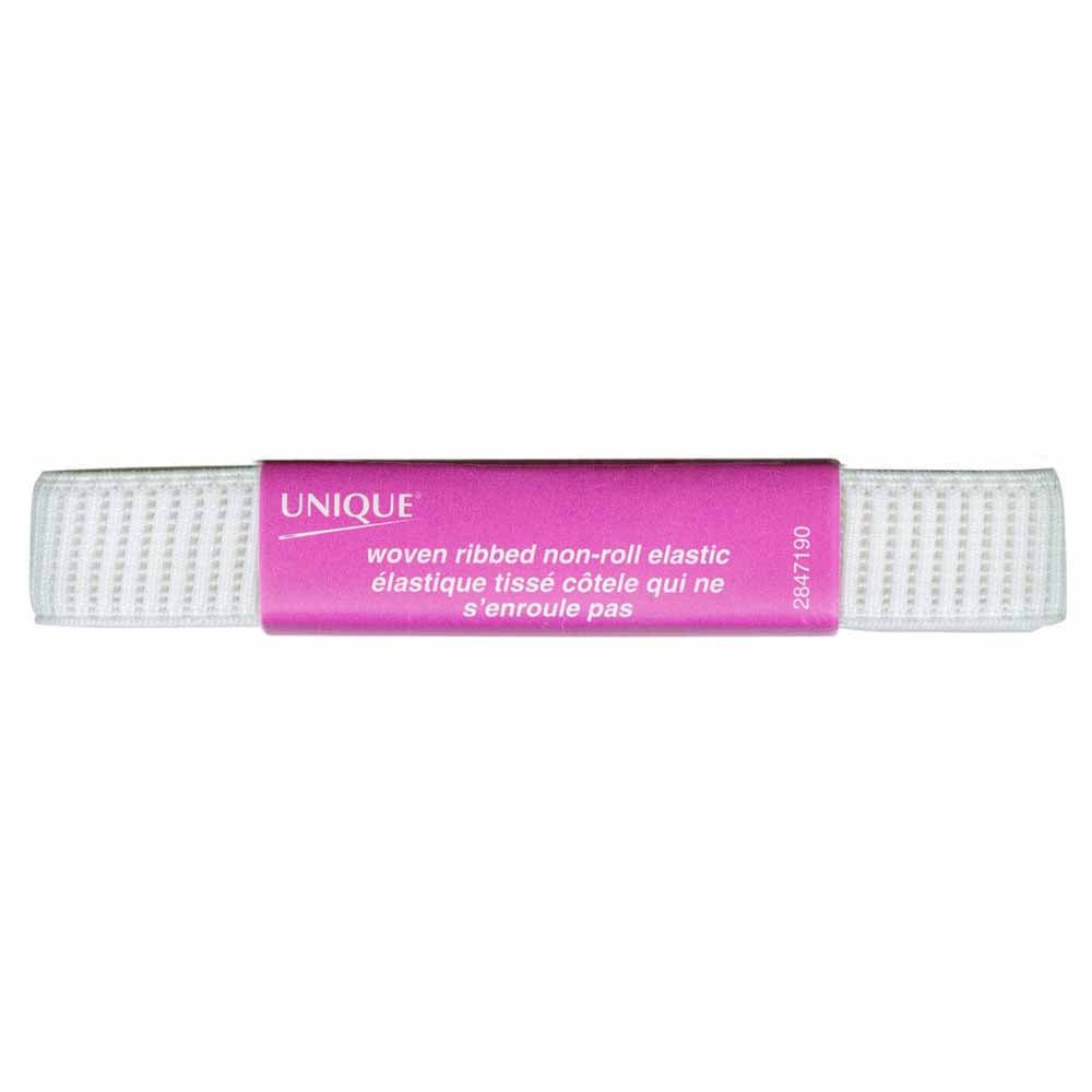 UNIQUE Woven Ribbed Elastic – 19 mm × 0.9 m – White