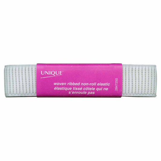 UNIQUE Woven Ribbed Elastic – 25 mm × 0.9 m – White