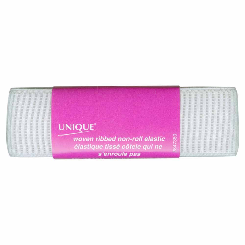 UNIQUE Woven Ribbed Elastic – 38mm x 0.9m – White