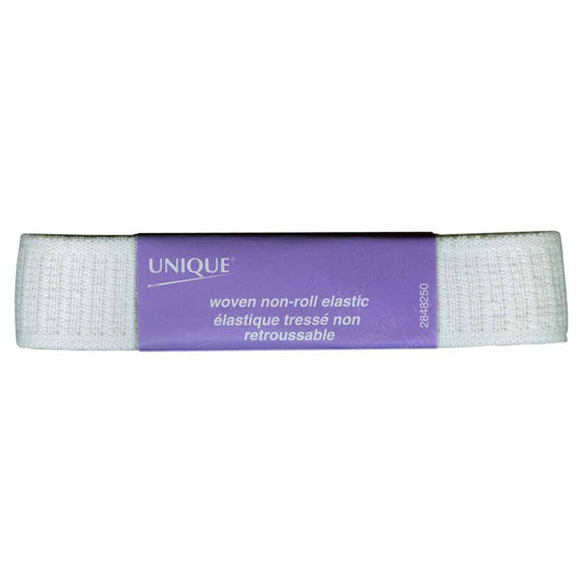UNIQUE Woven Non‑Roll Elastic – 25 mm × 0.9 m – White