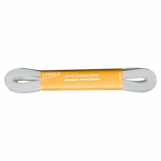 UNIQUE Jumbo Braided Elastic – 6 mm × 6.75 m – White