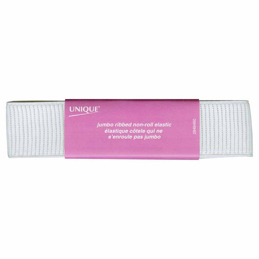 UNIQUE Jumbo Ribbed Elastic – 38mm x 1.2m – White